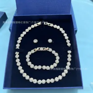 1pc S925 Sterling Silver Round Jewelry Set, Unique Earrings,Bracelet,Necklace, For Daily, Party, And Banquet Decor