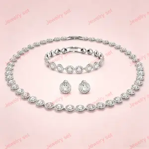 1pc S925 Sterling Silver Round Jewelry Set, Unique Earrings,Bracelet,Necklace, For Daily, Party, And Banquet Decor