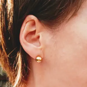 LUXUKISSKIDS 10pairs/lot Ball Stud Earrings Smooth 18K Gold Plated Vacuum Stainless Steel Surgical Earing Sets Classic Piercing