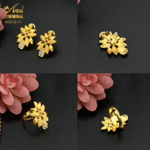 ANIID African Jewelry Set Big Necklace Dubai Ethiopian Gold Color Jewelery Earring Bracelet For Women Bridal Choker Wholesale