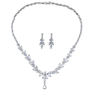Emmaya Exquisite Jewelry Sets For Women Wedding Party Accessories Cubic Zircon Stud Earrings & Necklace Gift