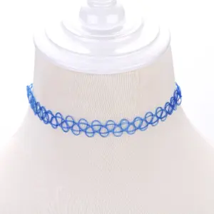 Choker Tattoo Necklace for Girls Gothic Chokers Necklaces for Women Elastic Hollow Punk Jewellery 12 pcs/Set