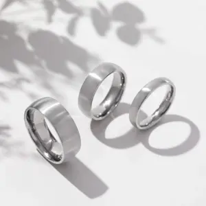 Tigrade 4/6/8mm Brushed Simple Silver/Black Color Titanium Ring Men Minimalist Wedding Band Engagement Rings Women Male Jewelry