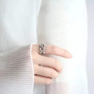 XIYANIKE Silver Color Handmade Engagement Rings for Women Wedding Couple Creative Design Cute Fishs Jewelry Adjustable