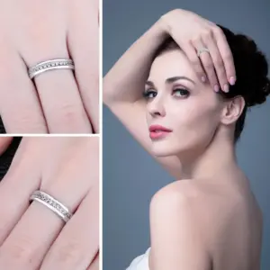 JewelryPalace Solid 925 Sterling Silver Wedding Engagement Ring for Woman AAAAA CZ Simulated Diamond Band Ring Luxury Jewelry