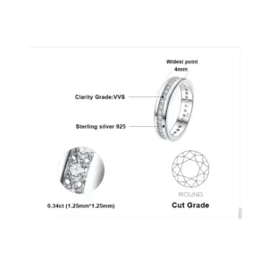JewelryPalace Solid 925 Sterling Silver Wedding Engagement Ring for Woman AAAAA CZ Simulated Diamond Band Ring Luxury Jewelry