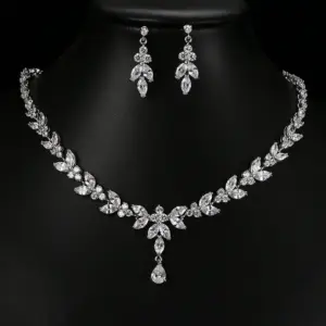 Emmaya Exquisite Jewelry Sets For Women Wedding Party Accessories Cubic Zircon Stud Earrings & Necklace Gift