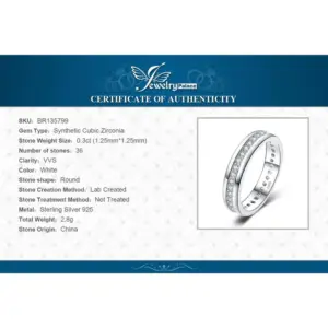 JewelryPalace Solid 925 Sterling Silver Wedding Engagement Ring for Woman AAAAA CZ Simulated Diamond Band Ring Luxury Jewelry