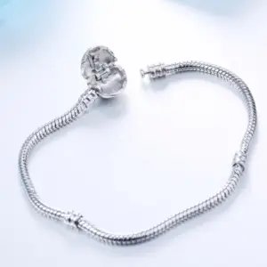 Handmade Jewelry Real 925 Sterling Silver Charm Bracelet Bangle Smooth Heart shape Bracelets for Women men DIY Jewelry 16-23cm