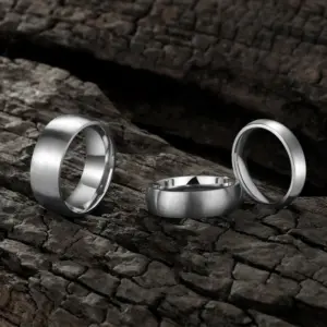Tigrade 4/6/8mm Brushed Simple Silver/Black Color Titanium Ring Men Minimalist Wedding Band Engagement Rings Women Male Jewelry
