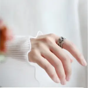XIYANIKE Silver Color Handmade Engagement Rings for Women Wedding Couple Creative Design Cute Fishs Jewelry Adjustable
