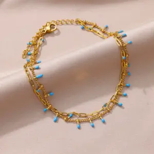 Bohemian Beads Chain Anklets for Women Stainless Steel Retro Ankle Foot Charm 2024 New Trend Summer Beach Accessories Jewelry