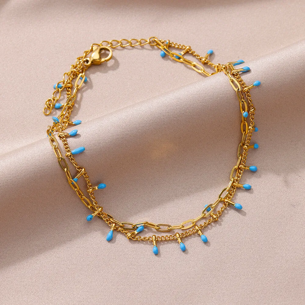 Bohemian Beads Chain Anklets for Women Stainless Steel Retro Ankle Foot Charm 2024 New Trend Summer Beach Accessories Jewelry