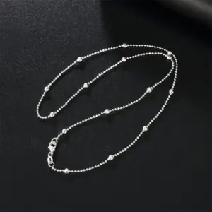 Charm 925 Sterling Silver 16-24 Inches Fine Sweater Bead Chain Women Necklace For Fashion Temperament Jewelry Party Wedding