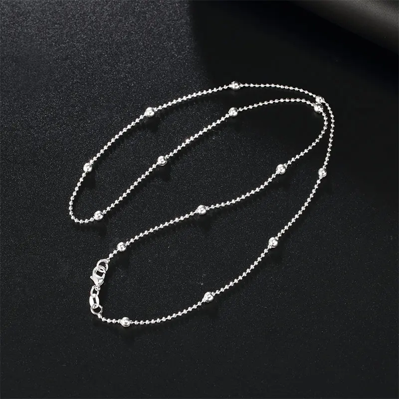 Charm 925 Sterling Silver 16-24 Inches Fine Sweater Bead Chain Women Necklace For Fashion Temperament Jewelry Party Wedding
