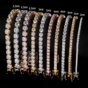 2-6.5mm Men Women Moissanite Tennis Chain Rose Yellow Moissanite Tennis Bracelet s925 Silver Tennis Chain For Women Men