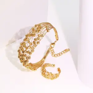 GZJPEI Handmade Women Jewelry Set Multi-layer 18K Gold Plated Beads Set Hight Quality Birthday Wedding Jewellery Accessories