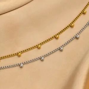 Women's Silver Tone Stainless Steel Beads Ankle Bracelet, Foot Chain Anklet, Waterproof Non Tarnish Fashion Summer Beach Jewelry