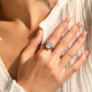 MODIAN 4.5CT D Color Moissanite Ring 925 Sterling Silver Rectangle Lab Diamond Wedding Statement Rings For Women Fine Jewelry