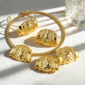 African Women Jewelry Set Pendant Necklace Earrings Weddings Design Bracelet Ring Jewellery Party Bridal Dubai Accessory Gift