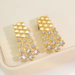GZJPEI 4Piece Luxury White Zircon Jewelry Set Necklace Earring Bracelet Ring Gold Plated Electroplating Dubai Banquet For Women