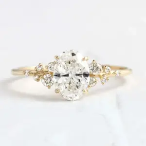 1ct 2ct 3ct Moissanite Gold Plated Oval Cut 925 Sterling Silver Ring for Woman Zircon Cluster Engagement Rings with Certificates