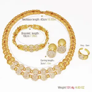 latest Italian Ladies Fine Jewelry Sets Gold Color Women Necklace Earrings African Big Jewelry Wedding Party Gift