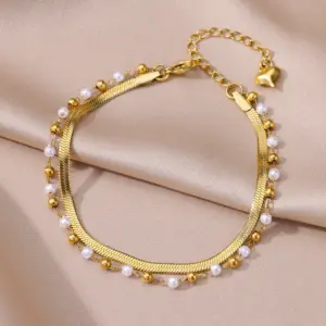 Stainless Steel Imitation Pearl Anklets for Women Gold Color Chain Ankle Bracelet Anklet Summer Beach Jewelry Accessories Gift