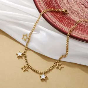 Stainless Steel Star Anklet for Women Minimalist Hollow Star Foot Jewelry Beach Accessory Gift