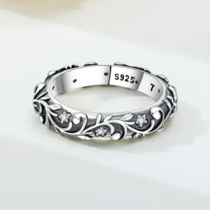 Orstarry S925 Sterling Silver Vintage Pattern Closed Ring For Women Original Finger Ring Jewelry Party Fine Trendy Gifts