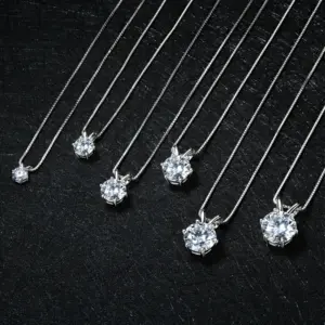 RAPRGOLD Certified 0.5-5ct Moissanite Pendant Necklaces S925 Sterling Silver Solitaire Necklace Chains For Women Jewellry Gifts