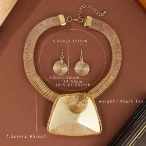 New Design Trendy Jewelry Set Geometric Square Big Resin Gems Aluminum Wire Woven Statement Necklace Earrings For Women