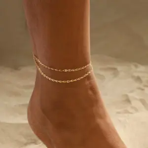 Gold Anklets Bracelets for Women Waterproof,14K Gold Plated Stainless Steel Dainty Layered Anklets Bracelets Set Jewelry Gift