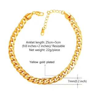 Stainless Steel Silver Plated Women Beach Anklet Leg Jewelry 7MM Wide Foot Bracelet Cuban Link Barefoot Wholesale Drop Shipping