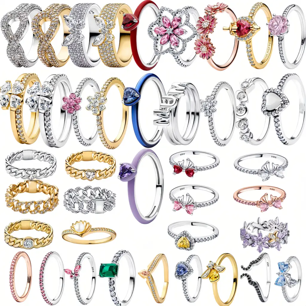 2026 New 925 Silver Clover Letter Love Flower Women's Ring Wedding Party Fashion Gift Jewelry