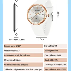 2025 Fashion SANDA Top Brand 6213 Female Student Casual Simple Women's Dual Calendar Elegant Female Student Quartz Wrist Watches