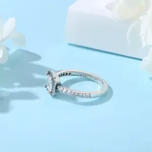 Original 925 Sterling Silver Ring Love Heart Wishbone Moon Sun Rings Crystal Rose Gold For Women Wedding Gift Luxury Jewelry
