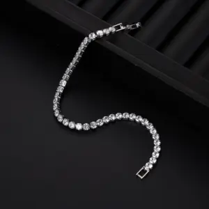 Luxury HiphopLuxury Hiphop Iced Out 4mm Cubic Zirconia Crystal Tennis Bracelets For Women Men Gold Color Silver Color Bracelet Chain Jewelry