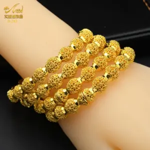 Bangles African Woman Dubai Gold Color 24k Bracelet Indian Jewelry For Women Wedding Charm Arabic Bracelets Luxury Brand