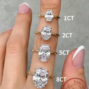 925 Sterling Silver Luxury 1-8CT Zircon Gorgeous Oval Stone Ring For Women Engagement Wedding Luxury High Quality Fine Jewelry
