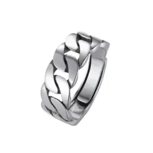 Sam Panda 925 Sterling Silver Rings For Women Men Fine Jewelry Finger Adjustable Open Vintage Chain Ring For Party Birthday Gift