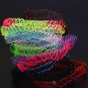Choker Tattoo Necklace for Girls Gothic Chokers Necklaces for Women Elastic Hollow Punk Jewellery 12 pcs/Set