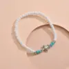 Women Rainbow Beaded Sea Turtle Anklet Elastic Adjustable Ankle Bracelet Boho Beach Summer Fashion Jewelry