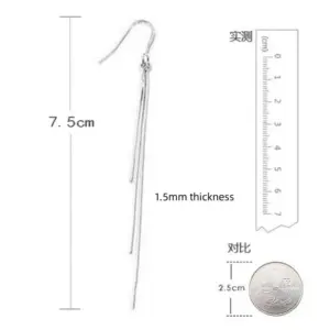 Buyee 925 Sterling Silver Long Drop Earring Elegant Ear Wire Chain Dangle Earring for Woman Girl Trend Fine Jewelry Earring