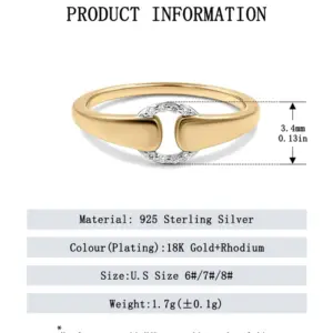 KUC Jewelry Sterling Silver 925 Ring For Woman Daily Wearing Two Toned Zircon Buckle Girls Rings Free Shipping