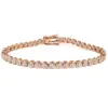 Trendy 3mm Lab Diamond Bangle Bracelet 18K Rose Gold Engagement Wedding Bracelets for Women Bridal Tennis Party Jewelry