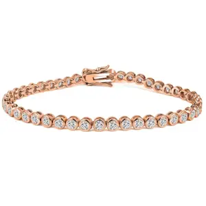 Trendy 3mm Lab Diamond Bangle Bracelet 18K Rose Gold Engagement Wedding Bracelets for Women Bridal Tennis Party Jewelry
