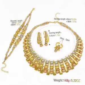 GZJPEI Fashion Luxury Jewelry Set High Quality Gorgeous Three Tone Design For Women Bridal Wedding Engagement Jewelry Italian