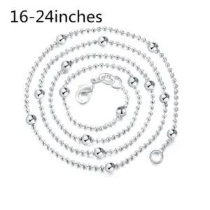 Charm 925 Sterling Silver 16-24 Inches Fine Sweater Bead Chain Women Necklace For Fashion Temperament Jewelry Party Wedding