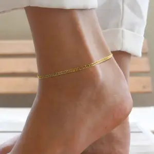 Women's Waterproof Stainless Steel Dainty Bead Charm Chain Anklet Jewelry, Gold Color Minimalist Anklets For Daily Beach Holiday